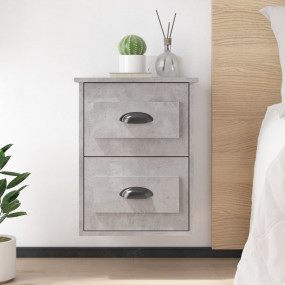 Wall-mounted Bedside Cabinet Concrete Grey Engineered W...
