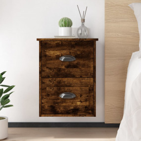 Wall-mounted Bedside Cabinet Smoked oak Engineered wood...