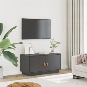 TV Cabinet Grey Solid Pine Wood Medium TV Cabinet Recta...