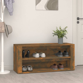 Shoe Rack Smoked Oak Engineered Wood Medium Shoe Rack