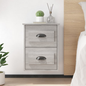 Wall-mounted Bedside Cabinet Set of 2 Grey Sonoma Engin...