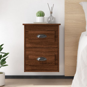 Wall-mounted Bedside Cabinet Brown oak Engineered wood