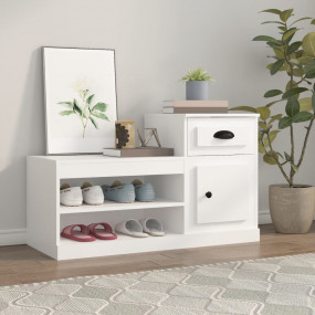 Shoe Cabinet White Engineered Wood 39.4 x 16.5 x 23.6 i...