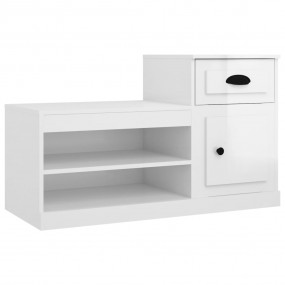 Shoe Cabinet High gloss white Engineered Wood Medium Sh...