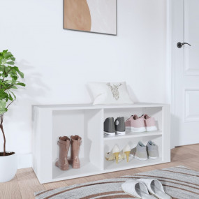 Shoe Cabinet White Engineered wood 39.4x13.8x17.7 in Sh...