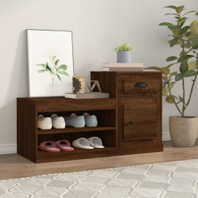Shoe Cabinet Brown Oak Engineered Wood Medium Shoe Cabi...