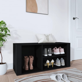 Shoe Cabinet Black Engineered wood 39.4x13.8x17.7 in Sh...