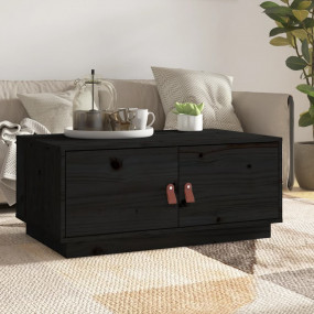 Coffee Table Black Solid pine wood Medium Black Coffee ...