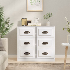 Sideboard Glossy White Tough Engineered Wood Storage Ca...