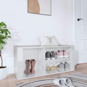 Shoe Cabinet High gloss white Engineered wood 39.4 x 13...