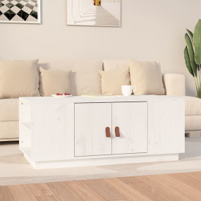 Coffee Table White Solid pine wood 39.4 x 19.7 x 16.1 i...