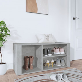 Shoe Cabinet Concrete Grey Engineered Wood Medium Stora...
