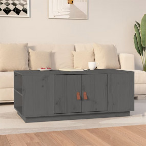 Coffee Table Grey Solid pine wood 39.4 x 19.7 in; Moder...