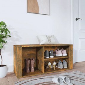 Shoe Cabinet Smoked Oak Engineered Wood Medium Shoe Cab...