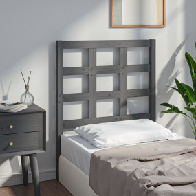 Bed Headboard Grey Solid pine wood 31.7x1.6x39.4 in Dur...
