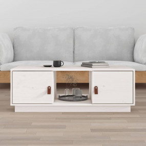 Coffee Table White Solid Pine Wood 39.4x19.7x13.8 in Co...