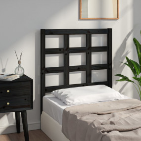 Bed Headboard Black Solid Pine Wood Standard Durable