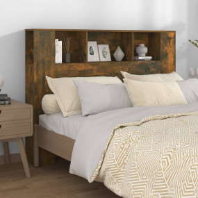 Headboard Cabinet Smoked Oak Engineered Wood 55.1 x 7.3...