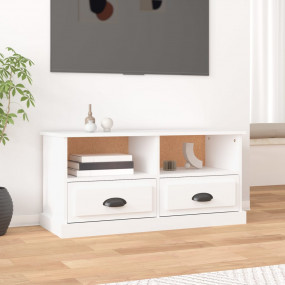 TV Cabinet White Engineered Wood Medium TV Cabinet Rect...