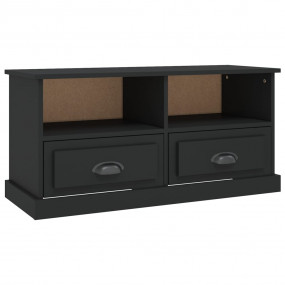 TV Cabinet Black Engineered Wood Medium TV Cabinet Rect...