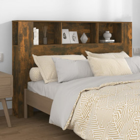 Headboard Cabinet Smoked Oak Engineered Wood 63.0x7.3x4...