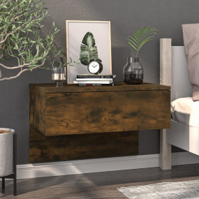 Wall-mounted Bedside Cabinet Smoked oak Engineered wood