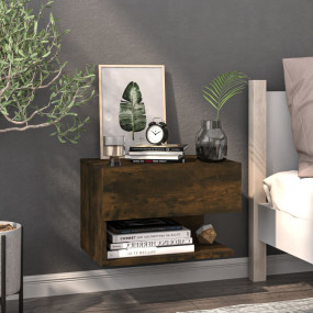 Wall-mounted Bedside Cabinet Smoked oak Engineered wood...