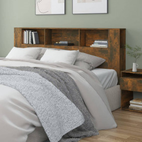 Headboard Cabinet Smoked Oak Engineered Wood 78.7 x 7.3...