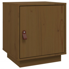 Bedside Cabinet Honey Brown Solid Pinewood Compact Rect...