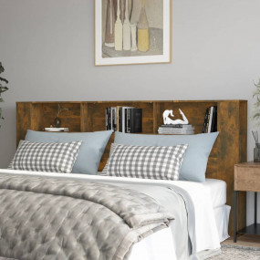 Headboard Cabinet Smoked Oak Engineered Wood 86.6 x 7.3...