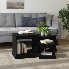Coffee Table Set of 3 Black Engineered wood Large Stack...