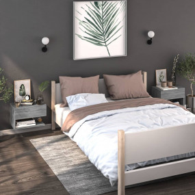 Wall-mounted Bedside Cabinet Set of 2 Grey sonoma Engin...