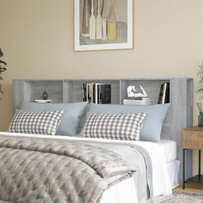 Headboard Cabinet Gray Sonoma Engineered Wood Large
