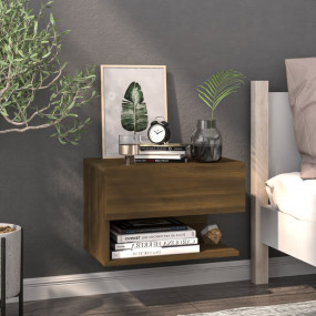 Wall-mounted Bedside Cabinet Brown oak Engineered wood ...
