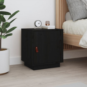 Bedside Cabinet Black Solid pine wood Medium Bedside Ca...