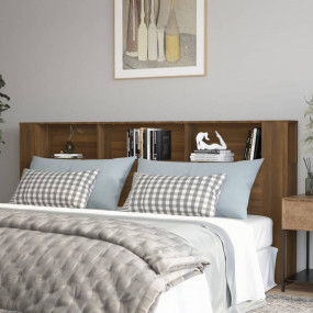 Headboard Cabinet Brown Oak Engineered Wood Large