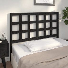 Bed Headboard Black Solid Pine Wood Standard Durable