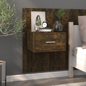 Wall Mounted Bedside Cabinet Smoked Oak Engineered Wood...