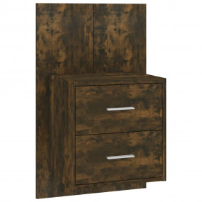 Wall-mounted Bedside Cabinet Smoked oak Engineered wood