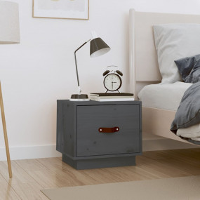 Bedside Cabinet Grey Solid pine wood, faux leather Smal...