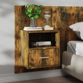 Wall-mounted Bedside Cabinet Smoked oak Engineered wood...