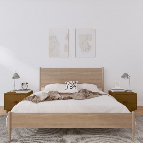 Bedside Cabinet Set of 2 Honey brown Solid pinewood, fa...