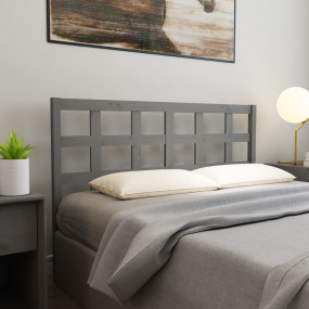 Bed Headboard Grey Solid pine wood Standard Double