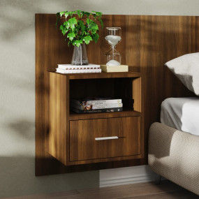 Wall-mounted Bedside Cabinet Brown oak Engineered wood