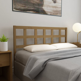 Bed Headboard Honey Brown Solid Pine Wood Medium