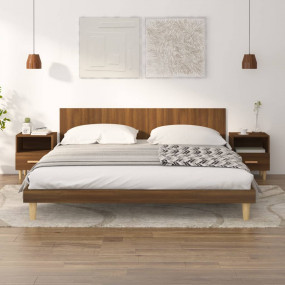 Bedside Cabinet Set of 2 Brown oak