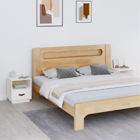Bedside Cabinet Set of 2 White Solid pine wood, faux le...