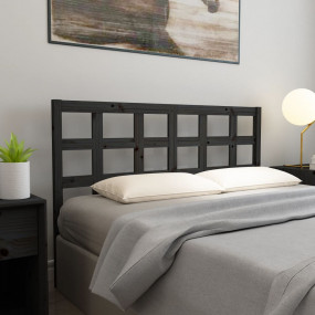 Bed Headboard Black Solid pine wood 65.2 in x 1.6 in x ...