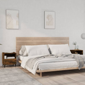 Bedside Cabinet Set of 2 Smoked Oak Engineered wood, Me...