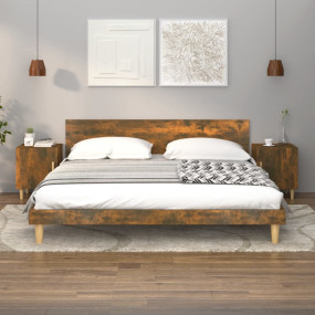 Bedside Cabinet Set of 2 Smoked oak Engineered wood Med...